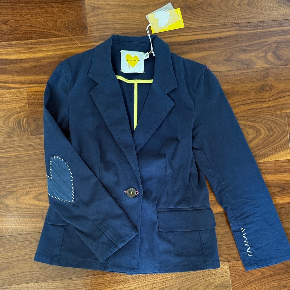 KERRI ROSENTHAL “School Day Blazer” Cotton w/ Heart Elbow Patches Small NWT